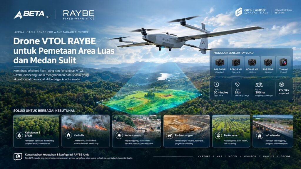 RAYBE VTOL: Drone Pemetaan Udara untuk Area Luas, Medan Sulit, dan Kebutuhan Aerial Intelligence di Indonesia