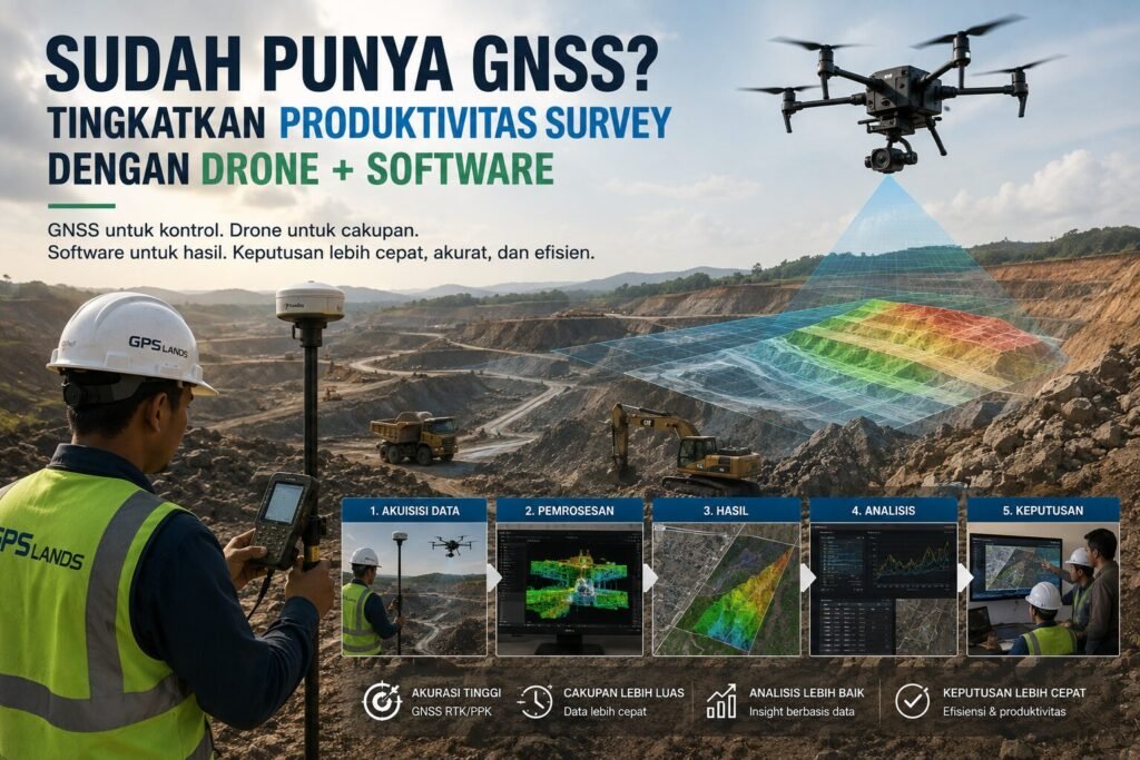 Sudah Punya GNSS? Bagaimana Meningkatkan Produktivitas Survey Menggunakan Drone + Software?